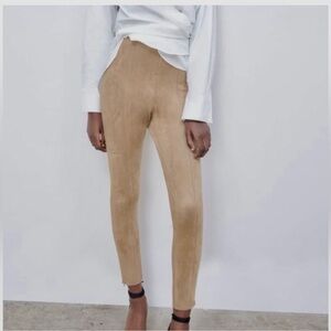 Zara tan faux suede leggings - XS